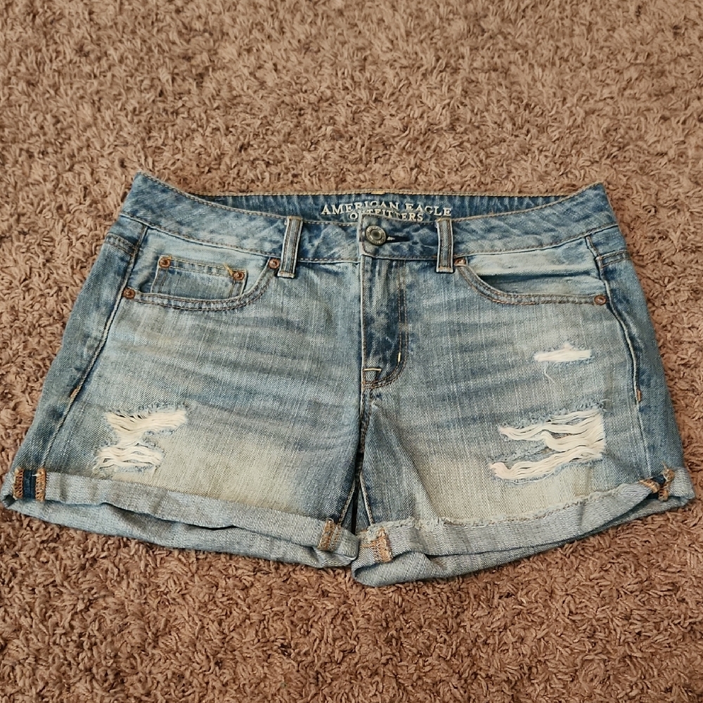 American Eagle Outfitters -  Distressed Boy Midi- Jean Shorts - Size 4